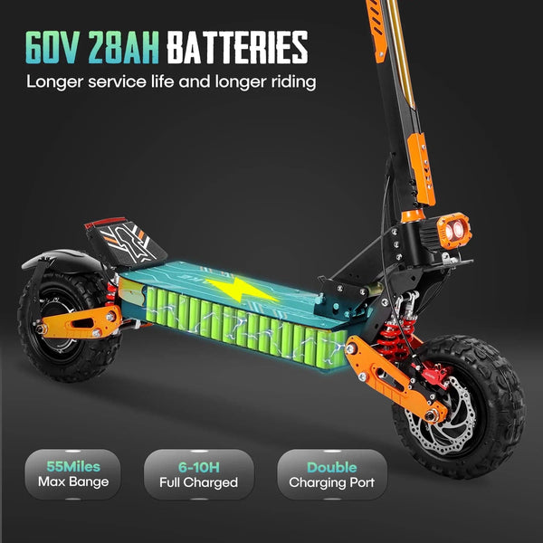 Planet Gates Z36 Electric Scooter 5600W Dual Motor 60V 28AH 85KM/H Aluminum Battery 11inch Tire Escooter Folding Off-road Electric Scooters