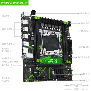 Planet Gates ZB-GB-X99 PR9 MACHINIST X99 Motherboard X99 PR9 Support LGA 2011-3 Intel Xeon E5 V3&V4 CPU DDR4 RAM SATA/NVME M.2 Slot