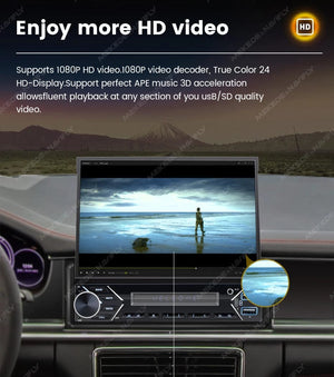 Planet Gates ZD1 with CP AA Universal 7" 1din Retractable Screen Car Radio Android Auto Carplay Multimedia Video Player Intelligent Vehicle System BT FM USB