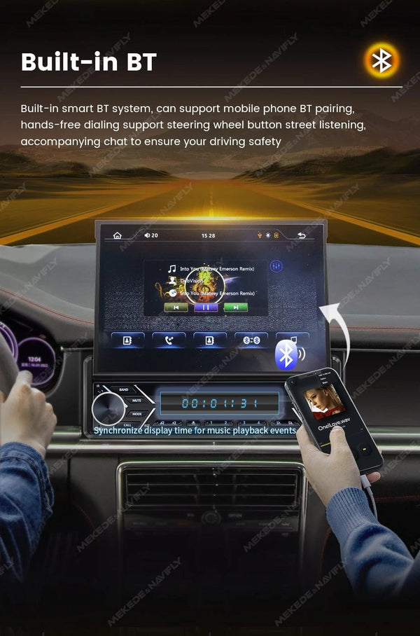 Planet Gates ZD1 with CP AA Universal 7" 1din Retractable Screen Car Radio Android Auto Carplay Multimedia Video Player Intelligent Vehicle System BT FM USB