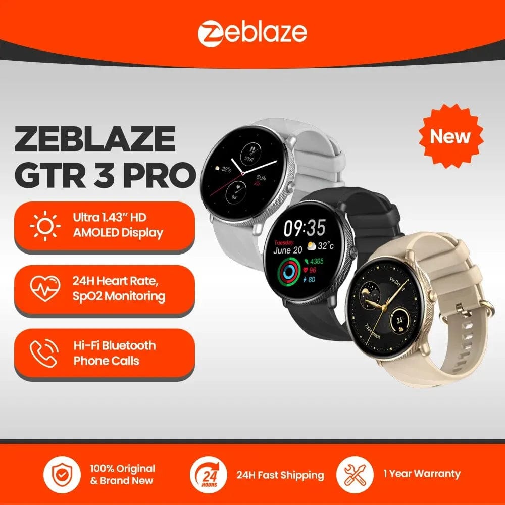 Planet Gates Zeblaze GTR 3 Pro Voice Calling Smart Watch 1.43" AMOLED Display 316L Stainless Steel Frame Fitness Tracking Smartwatch