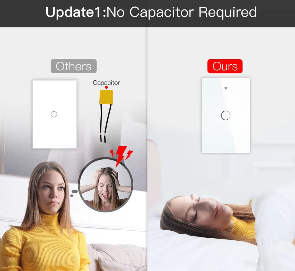 Planet Gates ZigBee Wall Touch Smart Light Switch With Neutral/No Neutral,No Capacitor Smart Life/Tuya 2/3 Way Control compatible AlexaGoogle