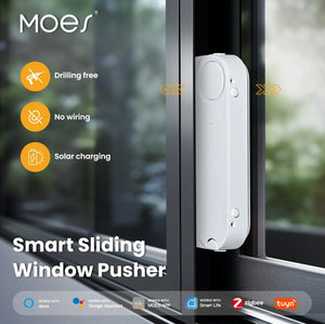 Planet Gates Zigbee Window Pusher / CHINA MOES Tuya ZigBee Smart Sliding Window Pusher Automatic Opener Closer Solar Charging App Remote Control Support Alexa Google Home