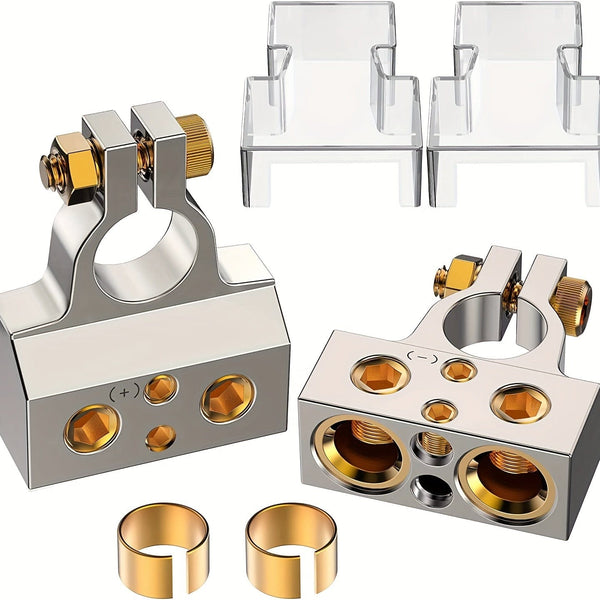 Planet Gates Zinc Alloy 2pcs Battery Terminal, Heavy Duty Automotive Battery Terminal Connector With Protective Cover For Cars, Vans, Trucks, Etc.