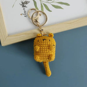 Planet Gates ZJJKR00452 Cute Cat Crochet Keychains Knitting Cartoon Cat Doll Keyrings For Car Keys Kawaii Small Cat Knitted Keychain For Bag Pendant New