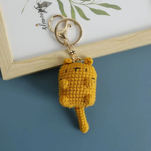 Planet Gates ZJJKR00452 Cute Cat Crochet Keychains Knitting Cartoon Cat Doll Keyrings For Car Keys Kawaii Small Cat Knitted Keychain For Bag Pendant New