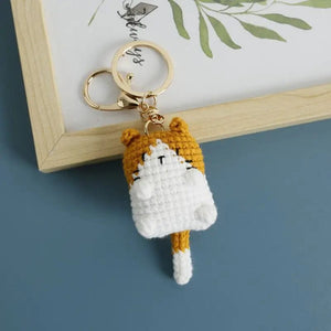 Planet Gates ZJJKR00454 Cute Cat Crochet Keychains Knitting Cartoon Cat Doll Keyrings For Car Keys Kawaii Small Cat Knitted Keychain For Bag Pendant New