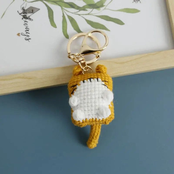 Planet Gates ZJJKR00456 Cute Cat Crochet Keychains Knitting Cartoon Cat Doll Keyrings For Car Keys Kawaii Small Cat Knitted Keychain For Bag Pendant New