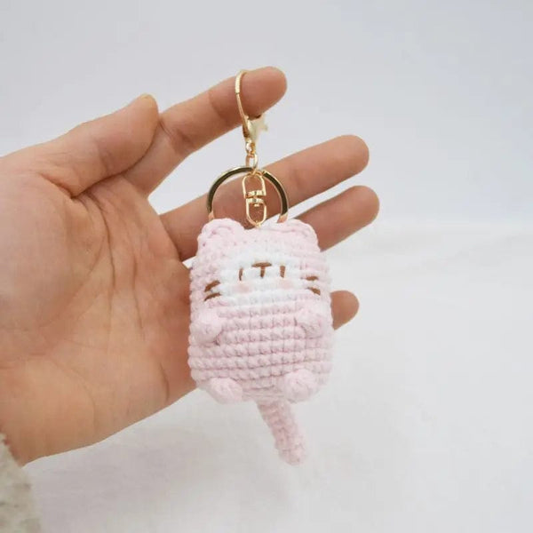 Planet Gates ZJJKR03713 Cute Cat Crochet Keychains Knitting Cartoon Cat Doll Keyrings For Car Keys Kawaii Small Cat Knitted Keychain For Bag Pendant New
