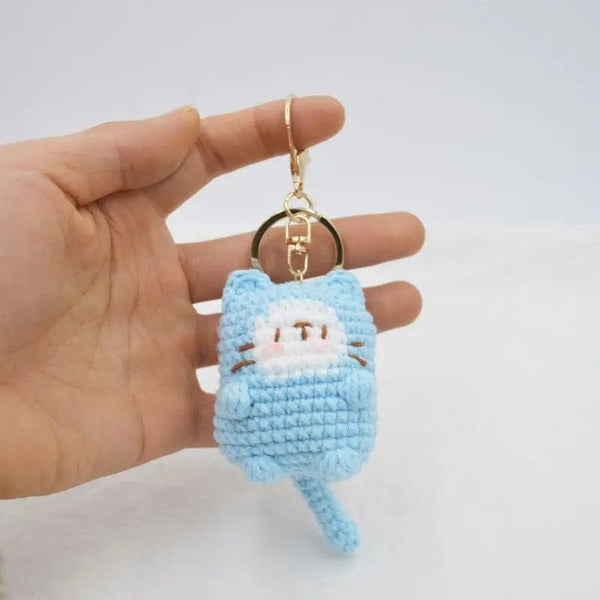 Planet Gates ZJJKR03715 Cute Cat Crochet Keychains Knitting Cartoon Cat Doll Keyrings For Car Keys Kawaii Small Cat Knitted Keychain For Bag Pendant New