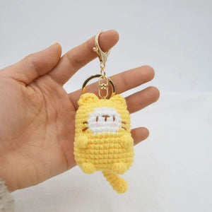 Planet Gates ZJJKR03717 Cute Cat Crochet Keychains Knitting Cartoon Cat Doll Keyrings For Car Keys Kawaii Small Cat Knitted Keychain For Bag Pendant New