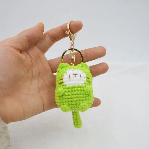 Planet Gates ZJJKR03718 Cute Cat Crochet Keychains Knitting Cartoon Cat Doll Keyrings For Car Keys Kawaii Small Cat Knitted Keychain For Bag Pendant New