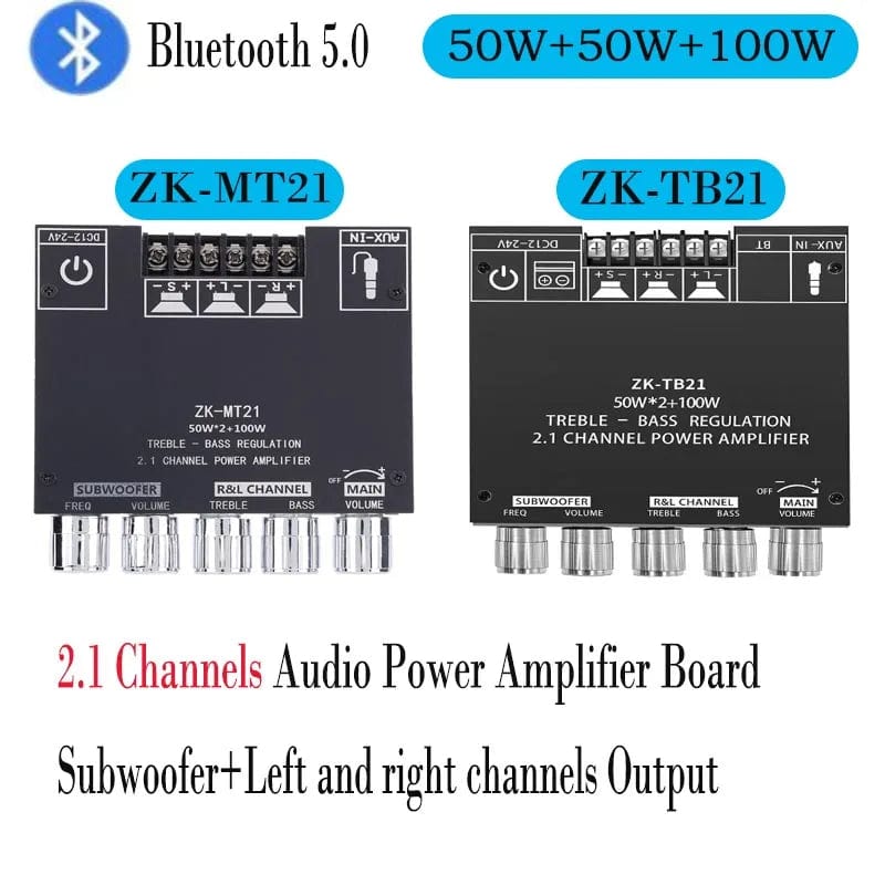 Planet Gates ZK-MT/TB21 2x50W+100W 2.1 kanāla BT5.0 AUX digitālais skaņas pastiprinātājs ar Bluetooth audio pastiprinātāja plati plaša patēriņa elektronikai