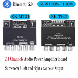 Planet Gates ZK-MT/TB21 2x50W+100W 2.1 Channel BT5.0 AUX Digital Sound Amplifier with Bluetooth Audio Amplifier Board for Consumer Electronic