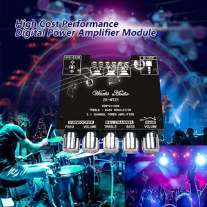 Planet Gates ZK-MT/TB21 2x50W+100W 2.1 Channel BT5.0 AUX Digital Sound Amplifier with Bluetooth Audio Amplifier Board for Consumer Electronic