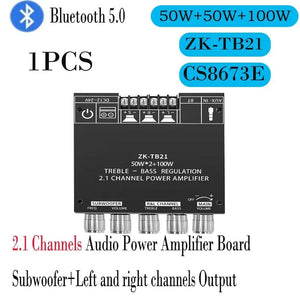 Planet Gates ZK-TB21 1 / CHINA ZK-MT/TB21 2x50W+100W 2.1 Channel BT5.0 AUX Digital Sound Amplifier with Bluetooth Audio Amplifier Board for Consumer Electronic