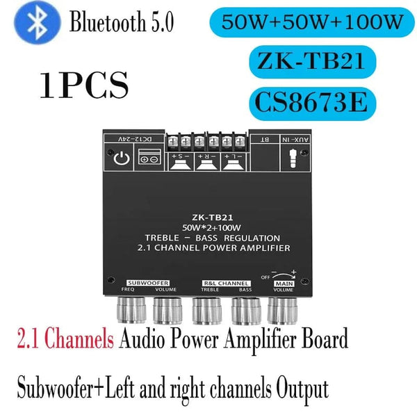 Planet Gates ZK-TB21 1 / CHINA ZK-MT/TB21 2x50W+100W 2.1 Channel BT5.0 AUX Digital Sound Amplifier with Bluetooth Audio Amplifier Board for Consumer Electronic