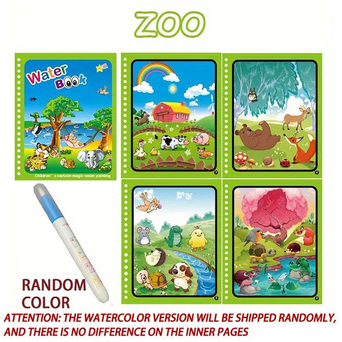 Planet Gates zoo Magical Book Water Drawing Montessori Toys Reusable Coloring Book Magic Water Drawing Book Sensory Early Education for Children