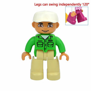 Planet Gates Zookeeper Boy Figures Dolls Big Size Building Blocks Family Action Workers Doctor Police Farmer Compatible Large Bricks Duploes Kid Toys