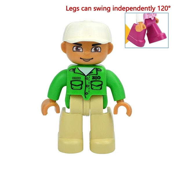 Planet Gates Zookeeper Boy Figures Dolls Big Size Building Blocks Family Action Workers Doctor Police Farmer Compatible Large Bricks Duploes Kid Toys