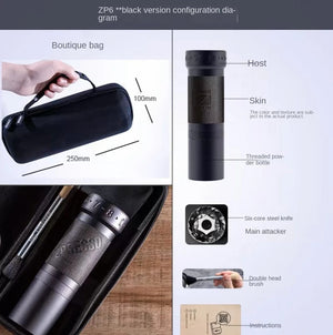 Planet Gates ZP6 Black 1Zpresso ZP6 Hand-cranked Bean Grinder Hand-brewed Espresso Portable Coffee Mill Adustable 7core Burr 48mm Spice Grinder