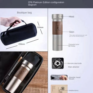 Planet Gates ZP6 Platinum 1Zpresso ZP6 Hand-cranked Bean Grinder Hand-brewed Espresso Portable Coffee Mill Adustable 7core Burr 48mm Spice Grinder