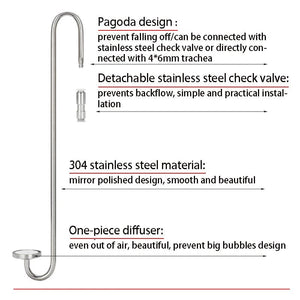 Planet Gates ZRDR Aquarium CO2 Diffuser Stainless Steel Material Atomizer Ceramic Disc Refiner, Used For Aquatic Plant Growth Accessories