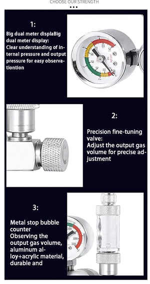 Planet Gates ZRDR DIY Aquarium CO2 Regulator Magnetic Solenoid Kit Check Valve Fish Tank Accessories CO2 Control System Reactor Generator Set