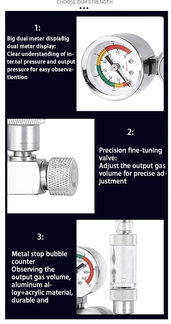Planet Gates ZRDR DIY Aquarium CO2 Regulator Magnetic Solenoid Kit Check Valve Fish Tank Accessories CO2 Control System Reactor Generator Set