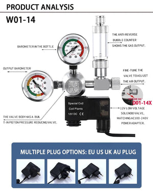 Planet Gates ZRDR DIY Aquarium CO2 Regulator Magnetic Solenoid Kit Check Valve Fish Tank Accessories CO2 Control System Reactor Generator Set