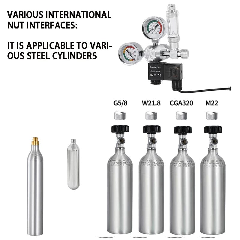 Planet Gates ZRDR DIY akvārija CO2 regulatora magnētiskā solenoīda komplekts pretvārsta zivju tvertnes piederumi CO2 vadības sistēmas reaktora ģeneratora komplekts