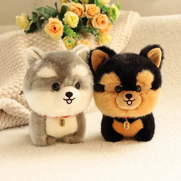 Planet Gates ZU Kawaii Teddy Pets Lifelike Fluffy Puppy Soft Doll Cute Small Chow Pomeranian Corgi Yorkie Plush Toys with Charm Gift For Girl