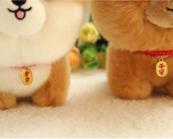 Planet Gates ZU Kawaii Teddy Pets Lifelike Fluffy Puppy Soft Doll Cute Small Chow Pomeranian Corgi Yorkie Plush Toys with Charm Gift For Girl