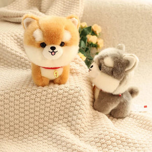 Planet Gates ZU Kawaii Teddy Pets Lifelike Fluffy Puppy Soft Doll Cute Small Chow Pomeranian Corgi Yorkie Plush Toys with Charm Gift For Girl