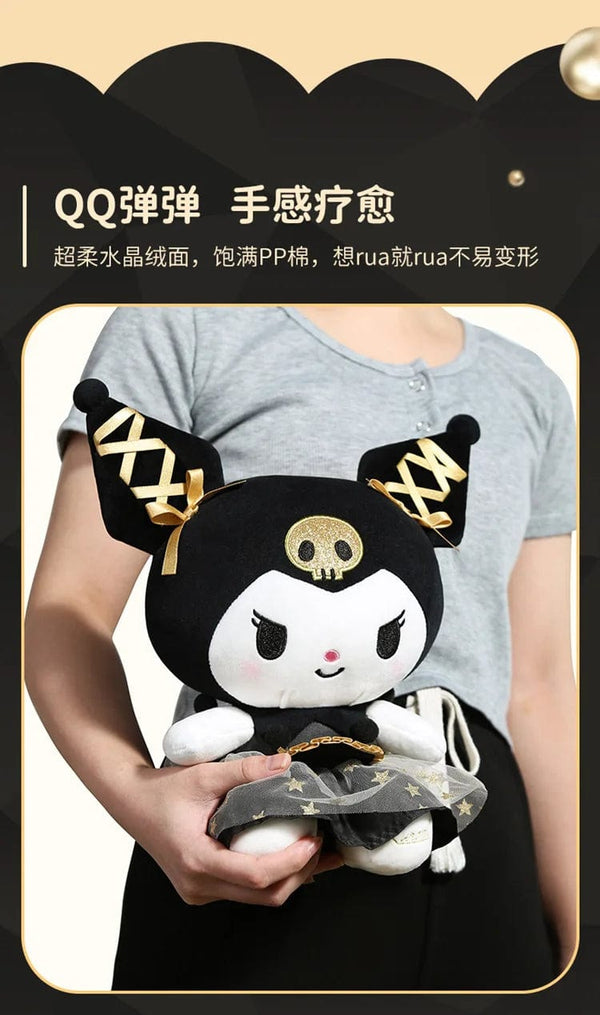 Plush Pillows Sanrio Kawaii Black and Gold Series 30cm Kuromi Hello Kitty Plush Toy Pillow Soft Stuffed Plushies Anime Cartoon Doll Gift