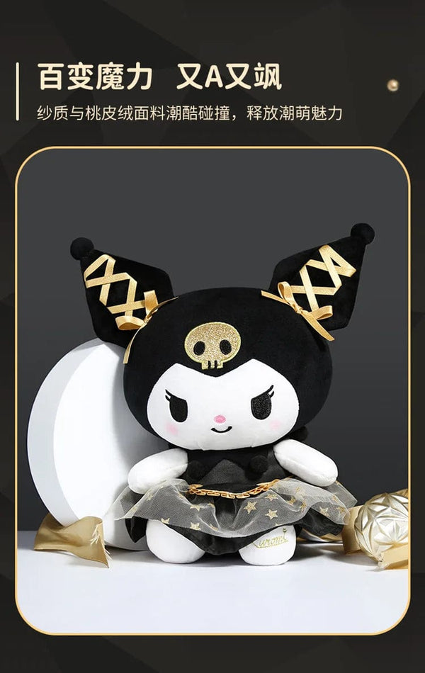 Plush Pillows Sanrio Kawaii Black and Gold Series 30cm Kuromi Hello Kitty Plush Toy Pillow Soft Stuffed Plushies Anime Cartoon Doll Gift
