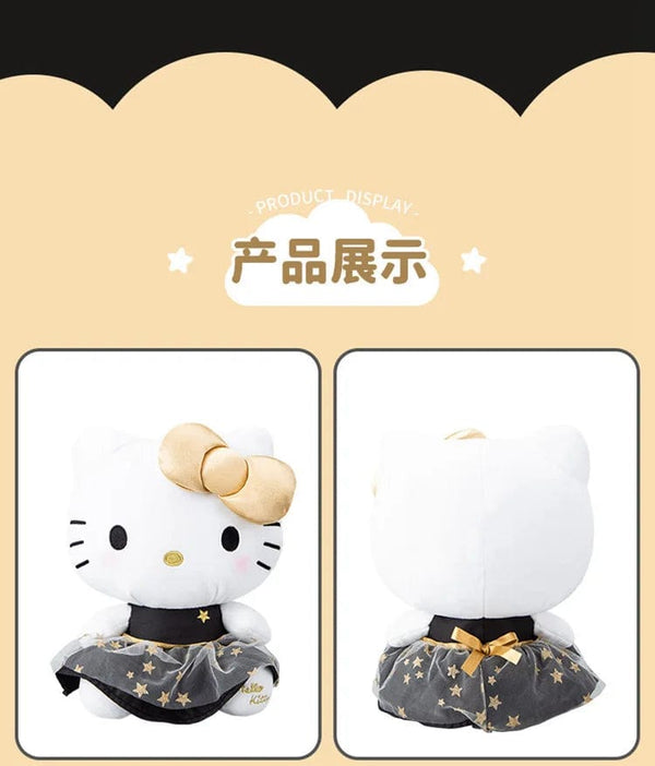 Plush Pillows Sanrio Kawaii Black and Gold Series 30cm Kuromi Hello Kitty Plush Toy Pillow Soft Stuffed Plushies Anime Cartoon Doll Gift
