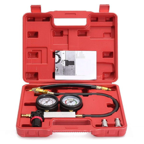 Planet Gates 0-100PSI Cylinder Leak Tester Compression Leakage Detector Kit Set Petrol Engine Gauge Tool Double Gauge System Automobile Tools