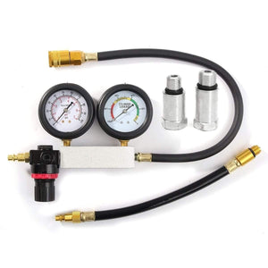 Planet Gates 0-100PSI Cylinder Leak Tester Compression Leakage Detector Kit Set Petrol Engine Gauge Tool Double Gauge System Automobile Tools