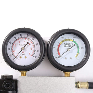 Planet Gates 0-100PSI Cylinder Leak Tester Compression Leakage Detector Kit Set Petrol Engine Gauge Tool Double Gauge System Automobile Tools