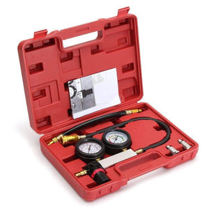 Planet Gates 0-100PSI Cylinder Leak Tester Compression Leakage Detector Kit Set Petrol Engine Gauge Tool Double Gauge System Automobile Tools