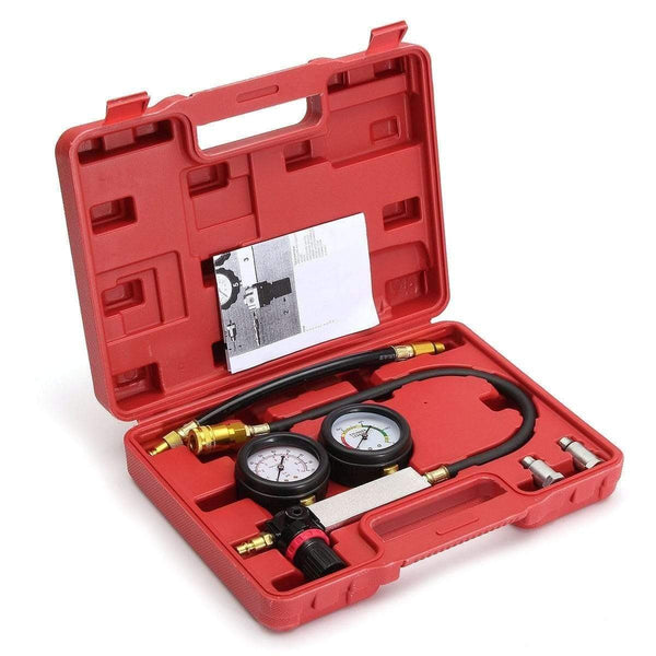 Planet Gates 0-100PSI Cylinder Leak Tester Compression Leakage Detector Kit Set Petrol Engine Gauge Tool Double Gauge System Automobile Tools