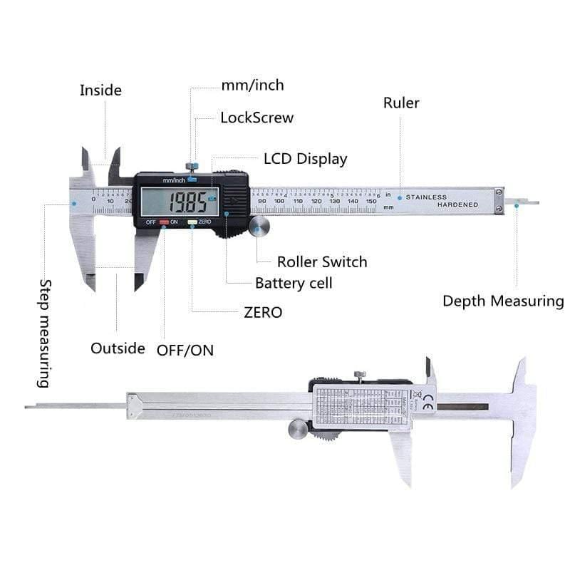 Planet Gates 0-150mm Measuring Tool Stainless Steel Caliper Digital Vernier Caliper Gauge Micrometer Paquimetro Messschieber