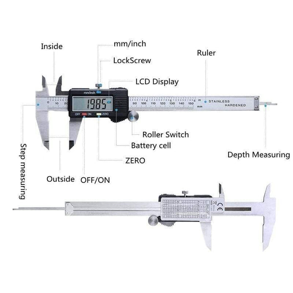 Planet Gates 0-150mm Measuring Tool Stainless Steel Caliper Digital Vernier Caliper Gauge Micrometer Paquimetro Messschieber