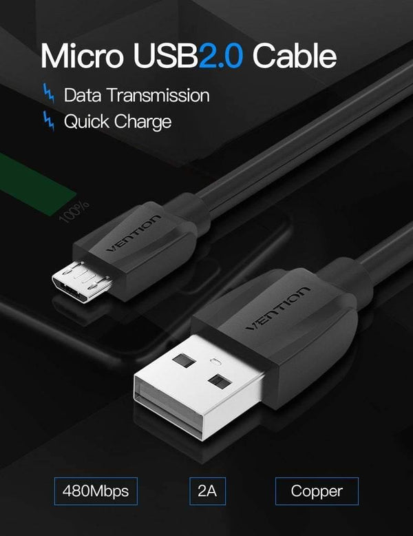 Planet Gates 0.25m Vention Micro USB Cable 1m 2m 3m 5V2A Fast Charging Data Sync Micro USB Charger Cable For Samsung Xiaomi LG Huawei Android Phone