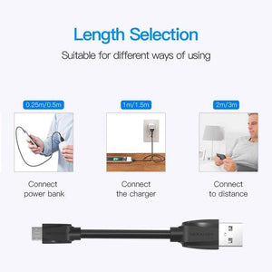 Planet Gates 0.25m Vention Micro USB Cable 1m 2m 3m 5V2A Fast Charging Data Sync Micro USB Charger Cable For Samsung Xiaomi LG Huawei Android Phone