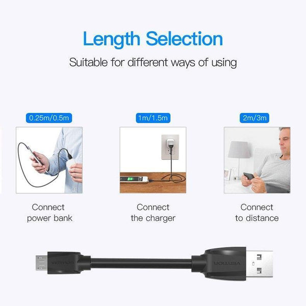 Planet Gates 0.25m Vention Micro USB Cable 1m 2m 3m 5V2A Fast Charging Data Sync Micro USB Charger Cable For Samsung Xiaomi LG Huawei Android Phone