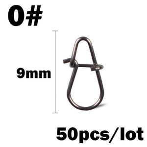Planet Gates 0 50Pcs/Lot Stainless Steel Hook Fast Clip Lock Snap Swivel Fishing Solid Rings Safety Snaps Fishing Hook Connector Fishing Tackle