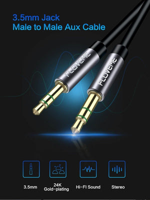 Planet Gates 0.5m FLOVEME 3.5mm Jack Audio Cable Gold Plated Male to Male Audio Aux Cable For Car Mobile Phone Speaker 1m Headphone Extension Cabo