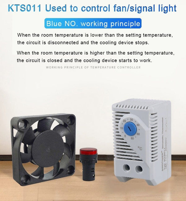 Planet Gates 0-60&#39;C KTO011 KTS011 DIN Rail Mini Compact Bimetallic Thermostat Mechanical Temperature Controller Normal Open Close KTO 011 KTS